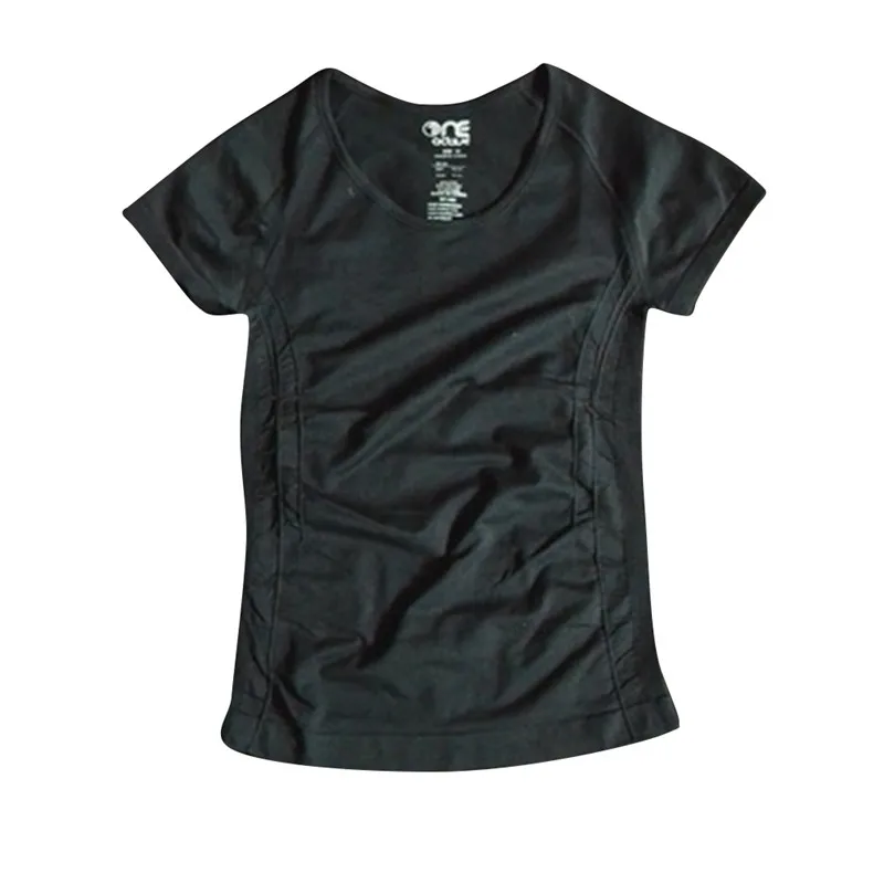 Женская футболка профессиональная спортивная быстросохнущая футболка для фитнеса с коротким рукавом Одежда для тренировок футболка для бега - Цвет: Черный