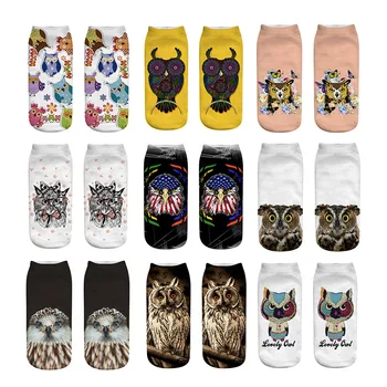 

Women Cute Socks Winter Warm Ladies Owl Print Animal Socks Cotton Ankle Socks Female Men calcetines mujer 2018