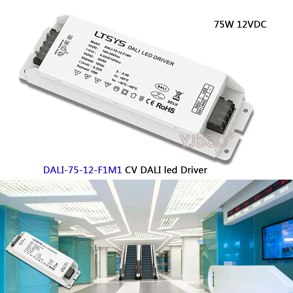 

CV DALI Dimming Driver DALI-75-12-F1M1;AC100-240V input;12V/6.2A/72W output DALI/PUSH DIM led power
