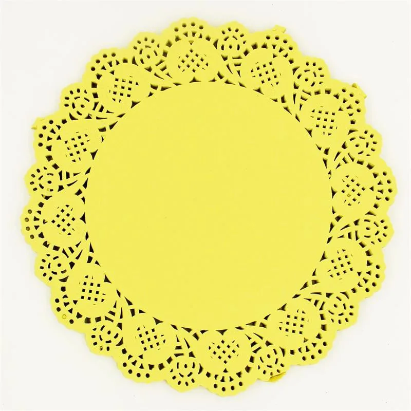 6,5 ''крашеный цветок кружева круглые кружевные бумажные салфетки placemate ремесло Дойли Рождество День Рождения Декоративные подкладки 20шт - Цвет: Yellow