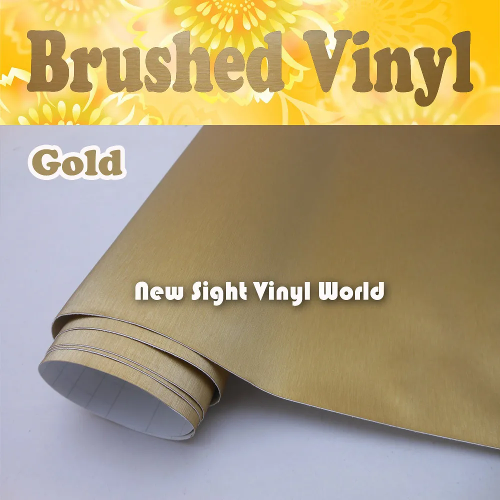 Thickness 0.18mm High Quality Brushed Metallic Gold Vinyl Wrap Brushed
