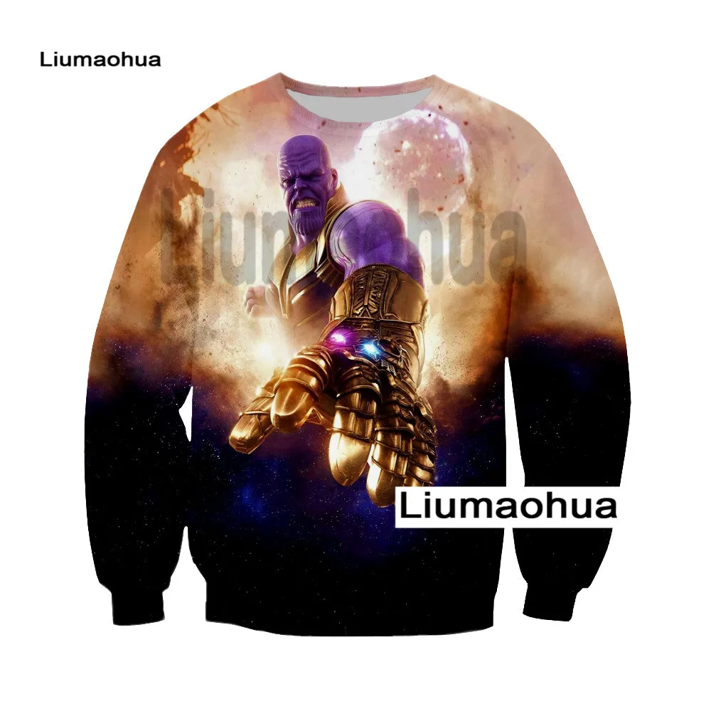 Liu Maohua Avengers Infinite War Men's Sweatshirt 3D Anime Fashion Black Sweatshirt Men's Clothing Super Hero Sweatshirt 