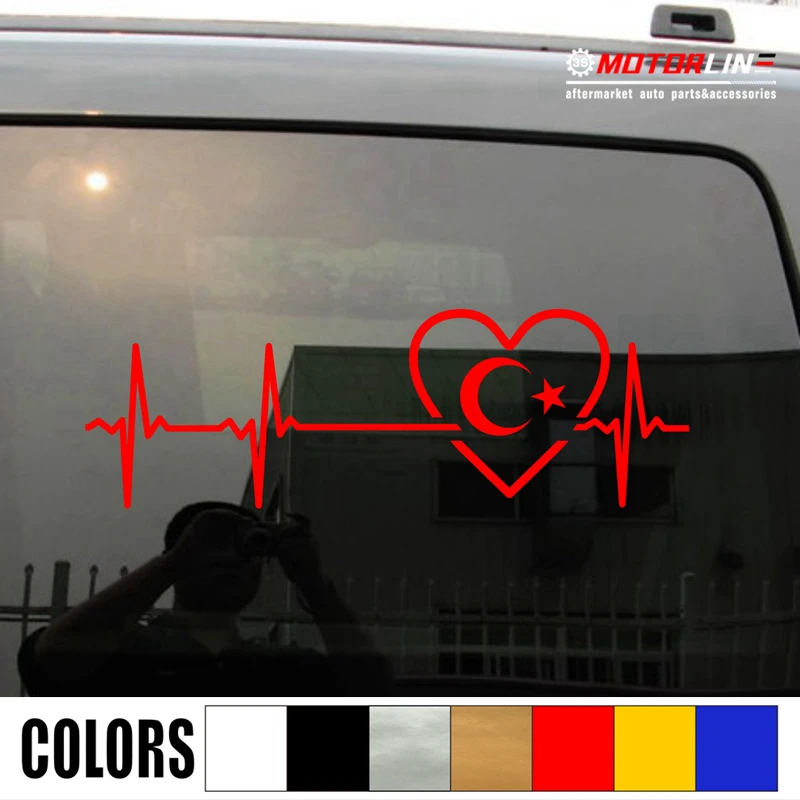 

Love Turkey Turkish Flag Crescent Decal Sticker Car Vinyl Heart Beat EKG