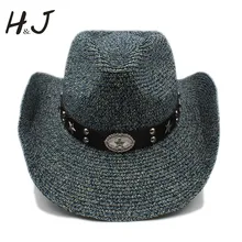 Летние женщины мужчины hollow пастушка западная ковбойская шляпа джентльмен джаз конный cap папа королева сомбреро шляпа солнца панк лента