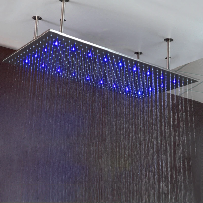 

24*48 Inch Led Big Shower Head Ceiling Rain SUS304 Polished Rainfall 60*120CM Bathroom Showerheads 4 Water Inlet Showers