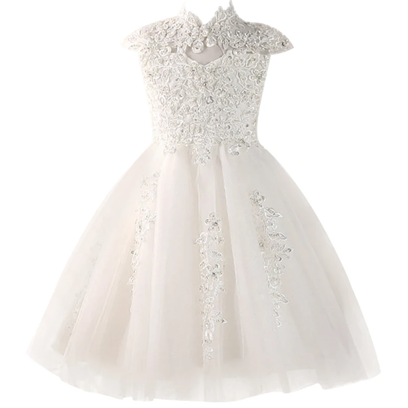 Flower Girls Dresses Pageant Prom Party Ball Gowns Girl Princess Marriage Bead Dress Baby Adult bir