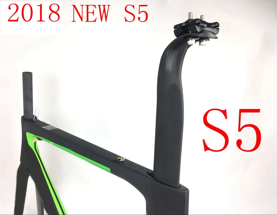 Top 2018 Newest style bicycle S5 carbon frameset green black road bike frame made in China cheap bicycle carbon frame BB right 0