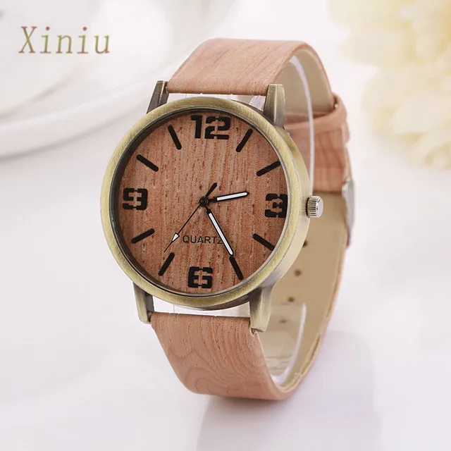 Vintage Wood Grain Clock Fashion Men Women Quartz Watch Special Design PU Leathe Vintage Wood Grain Clock Fashion Men Women Quartz Watch Special Design PU Leathe