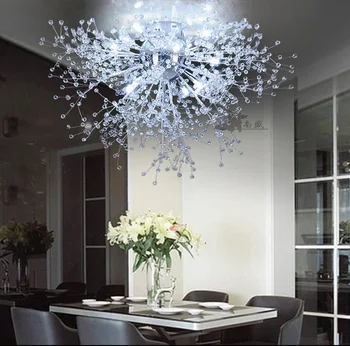 

Modern Dandelion LED Flush Mount Ceiling Light Clear Crystal Lamp for Kitchen Bedroom Living Room Foyer Elegant Lighting Fixture