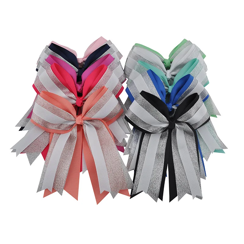 6 дюймов изысканный из поплина серебро органза бант для чирлидинга Аллигатор