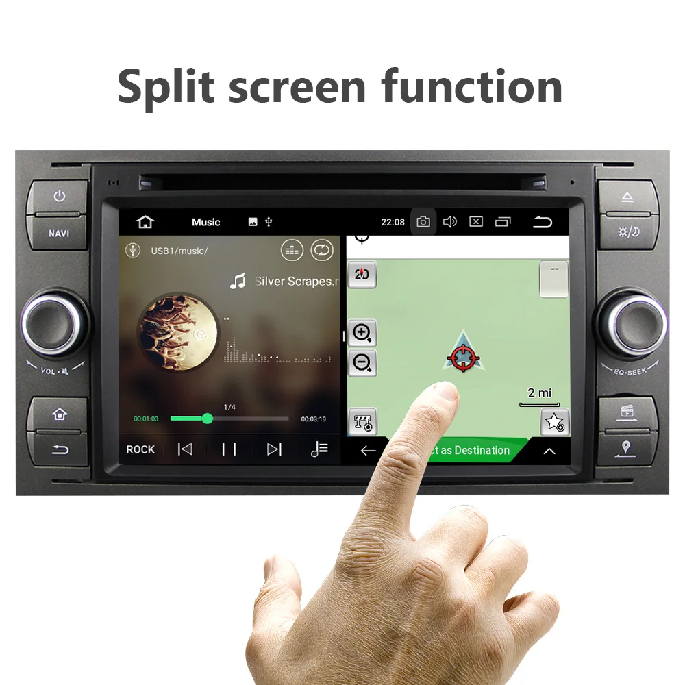 Sale Eunavi 7" in dash 2 din Android 9.0 Car DVD Player Car GPS stereo OBD2 for Ford C-Max Fiesta Fusion Kuga Mondeo Focus with radio 2