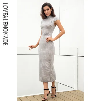 

LOVE&LEMONADE Stand-Up Plaid Gillter Material Slim Party Dress 2 Colors LM81279