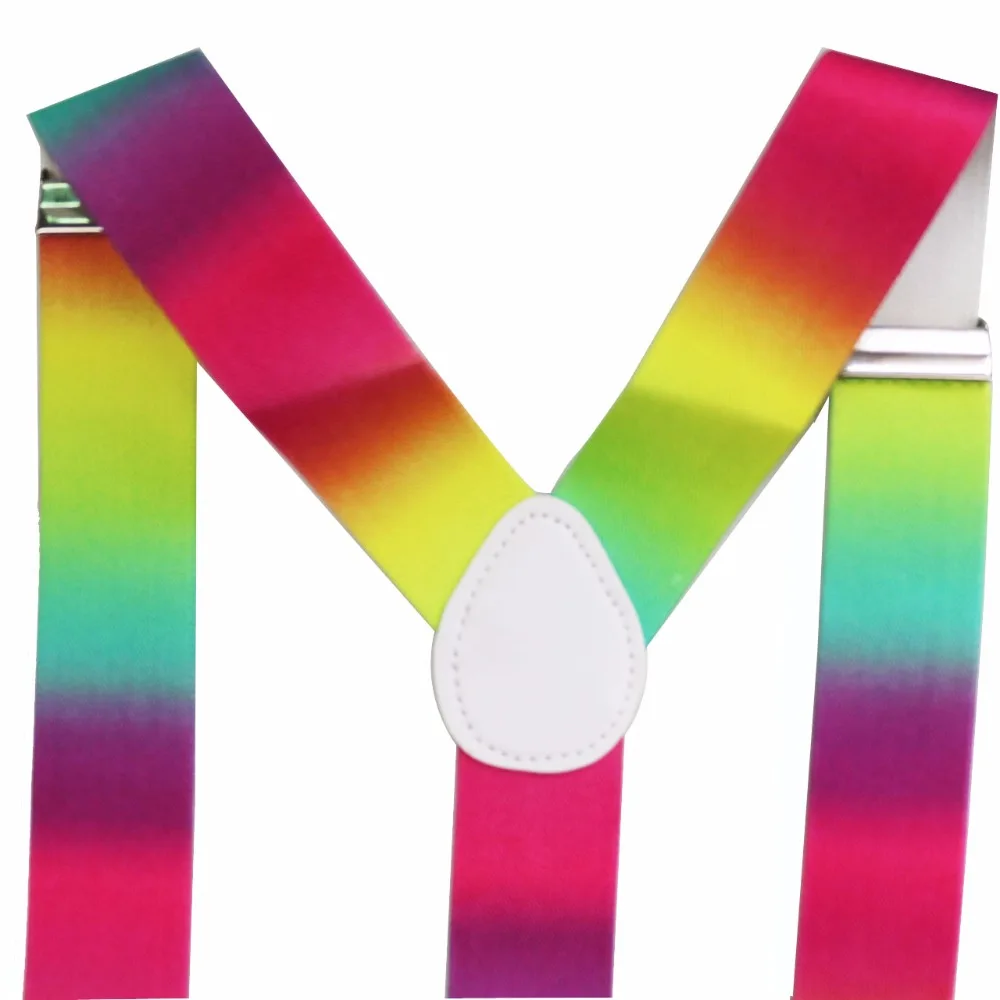 Winfox Мода Радуга многоцветный Регулируемая клип на Y вернуться Эластичные подтяжки для Для женщин Для мужчин