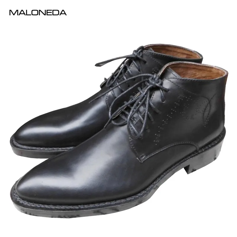 MALONEDA Brand Handmade Waterproof Genuine Leather Ankle Boots with Goodyear Welted