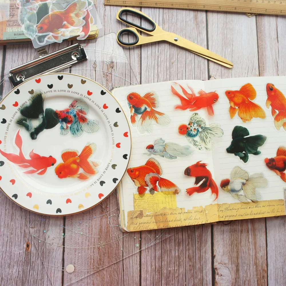 

28pcs Red Black White Goldfish Style PVC Sticker Scrapbooking DIY Gift Packing Label Decoration Tag