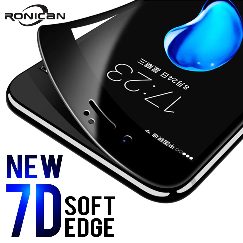 7D полное покрытие изогнутый мягкий край закаленное стекло для iPhone 7 8 Plus X Защита
