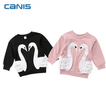От 0 до 5 лет; красивая детская одежда для маленьких девочек; пуловер; топы с лебедем; хлопковая толстовка с длинными рукавами; детская теплая одежда на осень-зиму; Новинка