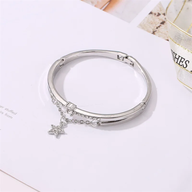 Luxury Famous Brand Jewelry Rose Gold Stainless Steel Bracelets& Bangles Female Heart Forever Love Charm Bracelet for Women