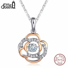 Effie Queen Flower Necklace Women Real 925 Sterling Silver Necklaces for Women Luxury Crystal Pendant Jewelry BN12