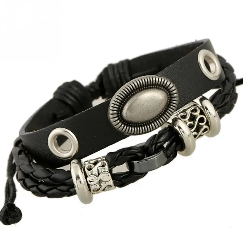 

Vintage Punk Style PU Leather Adjustable Double-layer Bracelet Jewelry