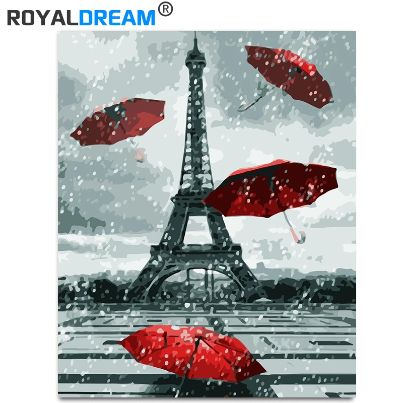 ROYALDREAM Париж ночь дождь Абстрактная живопись своими руками цифровая по | Рисование и каллиграфия -32994675268