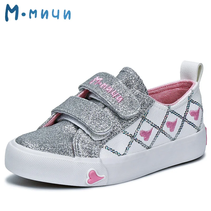 MMNUN 2017 New Spring Glitter Girls Shoes Breathable Pu Leather Kids Shoes for Big Girls Children