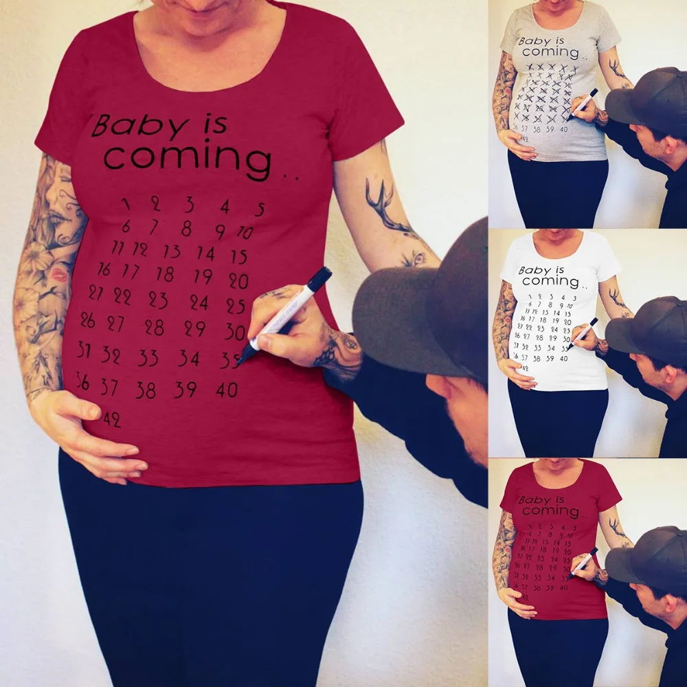 Puseky/Летняя женская одежда для беременных; короткая футболка для малышей; топ с принтом для фотосессии; большие размеры