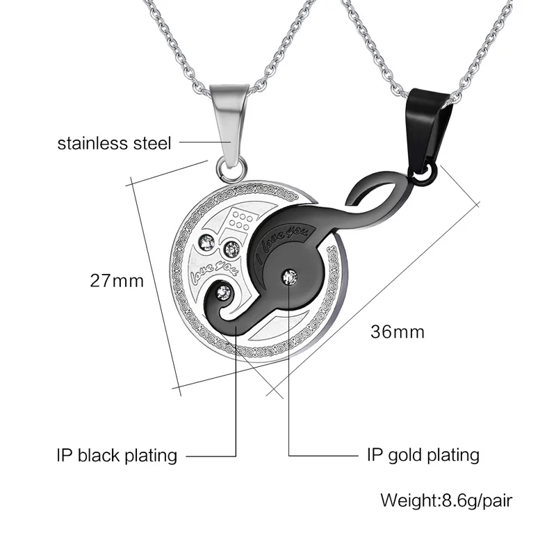Модные ювелирные изделия из нержавеющей стали с музыкальной нотой, Выгравированная пара, лучший друг, головоломка, кулон, ожерелье, наборы