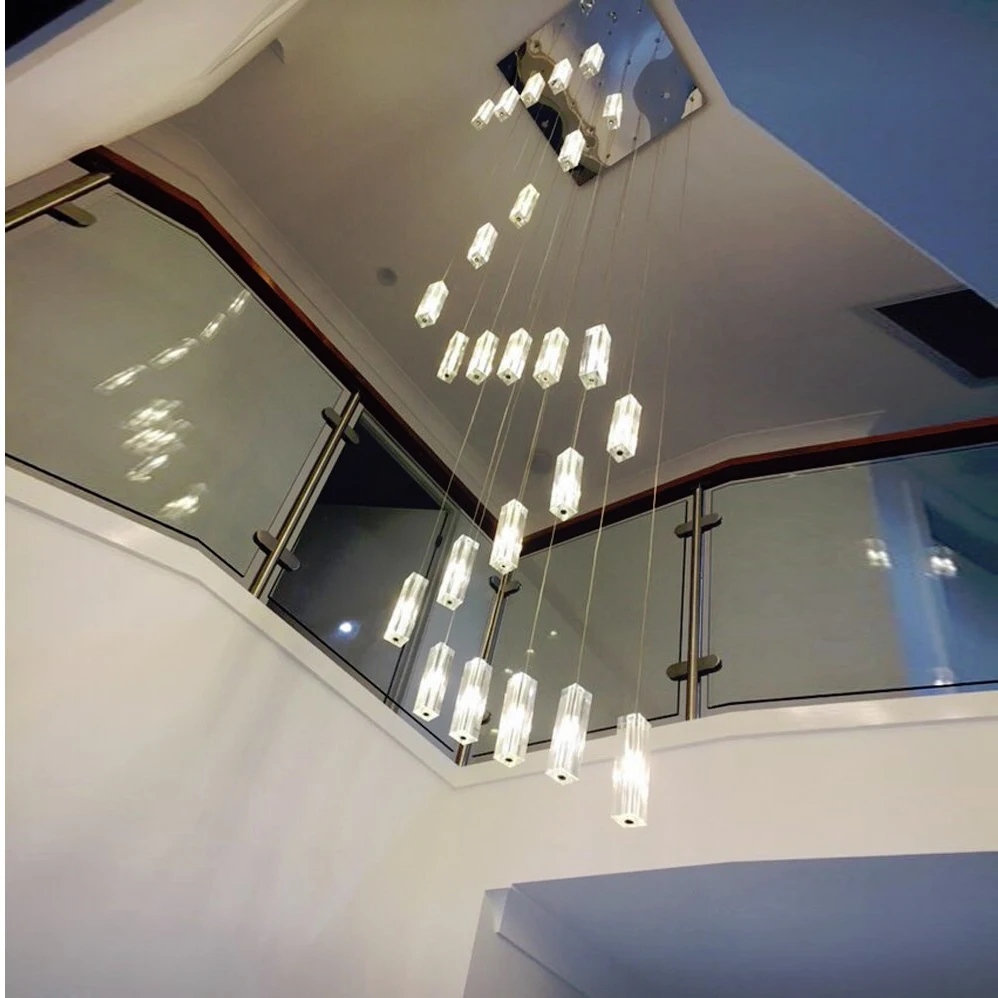 LED Chandelier Lighting Stairwell Double Spiral Chandeliers Modern Chandelier for Living Room Long Stair Decoration Mounted Lamp