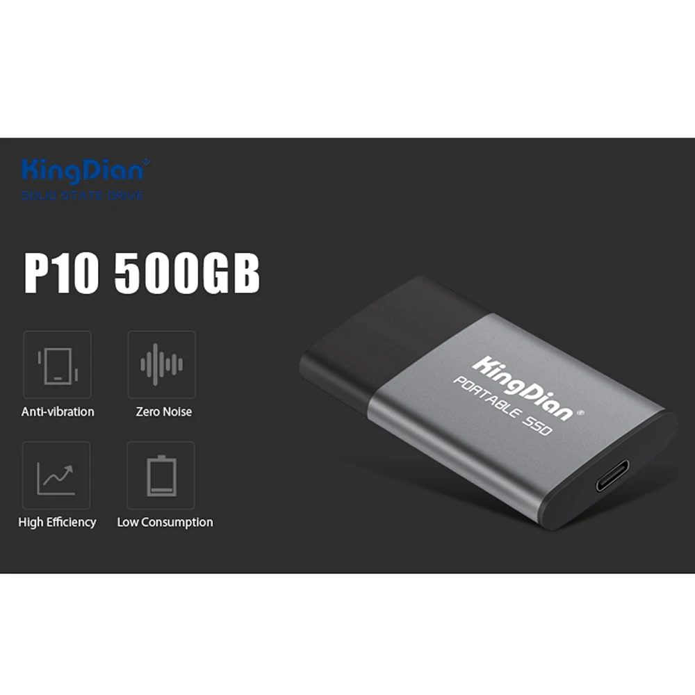 KingDian P10 портативный SSD USB 3,0-адаптер type-C 250 ГБ/500 Гб внешний твердотельный накопитель для компьютера, ноутбука, настольного телефона