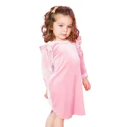 Мода для малышей Одежда для детей; малышей; девочек с длинным рукавом одноцветное платье с топом наряды одежда платье принцессы с длинными
