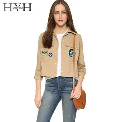 HYH Haoyihui 2019 New Arrival European And American Fashion Casual Jacket Back Shoulder Fold Pattern Patch Lapels Short Coat HYH Haoyihui 2019 New Arrival European And American Fashion Casual Jacket Back Shoulder Fold Pattern Patch Lapels Short Coat