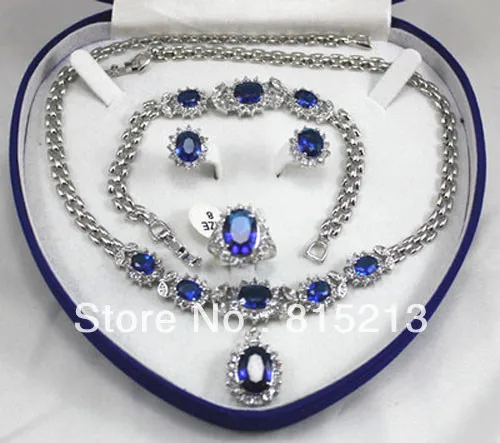 

ddh080 women's jewelry aquamarine white gold Earring Bracelet Necklace Ring