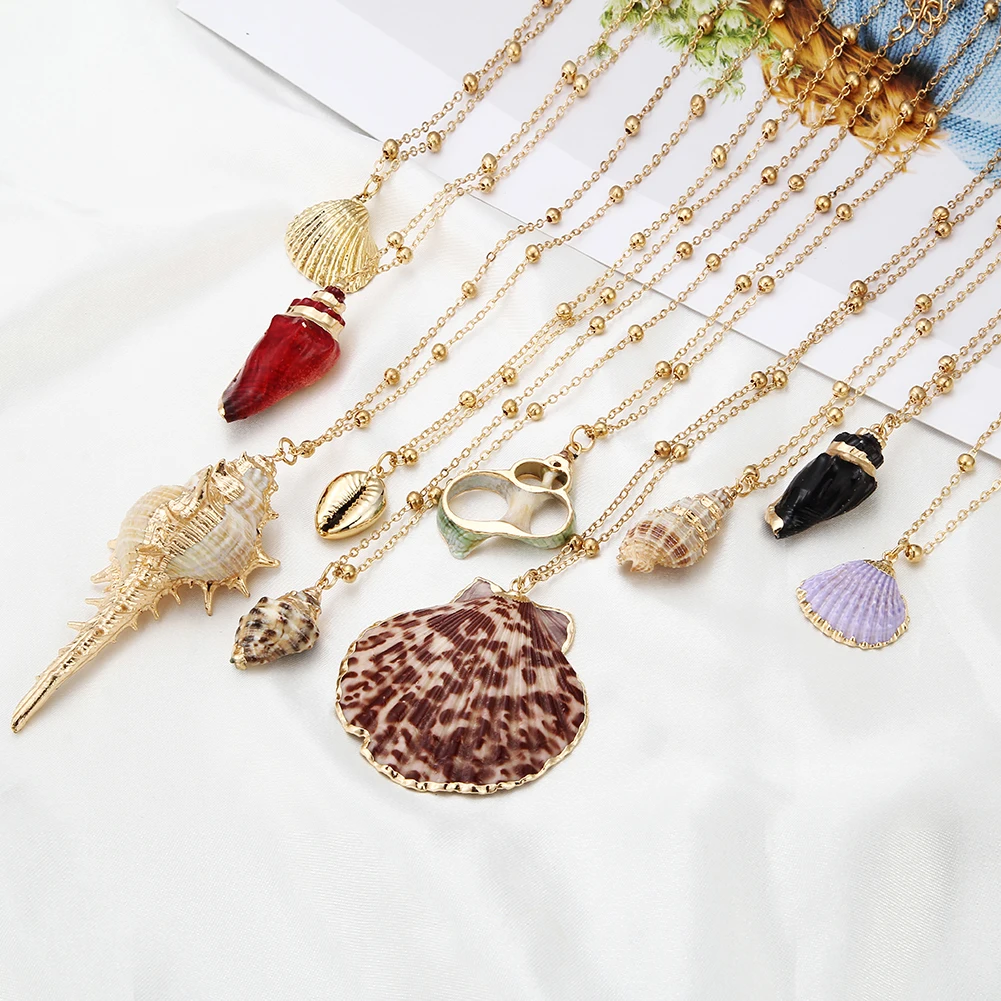 

Natural Bohemian Conch Necklaces For Women Girls Fashion Shell Pendant Necklace Ocean Beach Female Jewelry Girlfriend Gifts