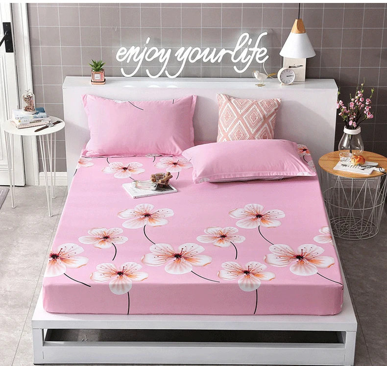 Pink print bedding Twin Full Queen Size Fitted sheet ...