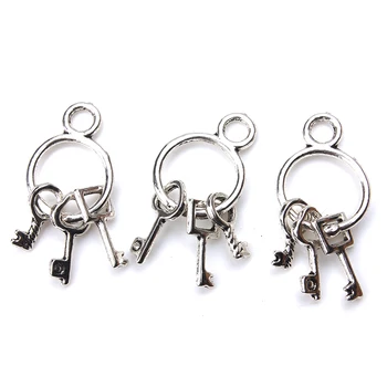 

10pc/lot 25mm x14mm Keys Charms Antique Silver Color Cute for necklace pendant charms diy jewelry making