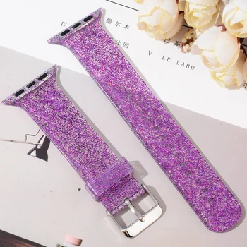 

Watchband 38/40mm 42/44mm Silicone Strap For Apple Watch Lady Fashion Silicone Bling Sport Watch Strap For iWatch Series 1/2/3/4