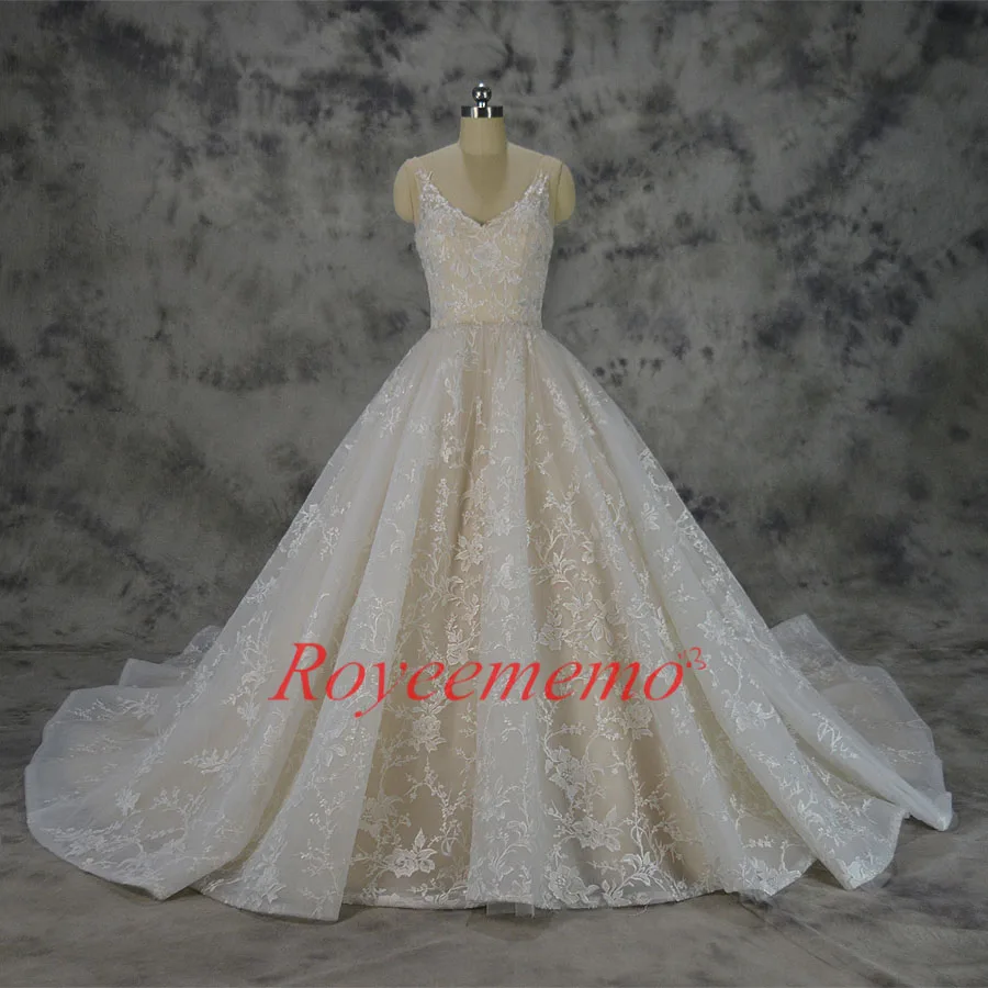 Champagne and Ivory Vestido de Noiva Новое Кружевное бальное свадебное платье роскошное шампанское и свадебное платье цвета слоновой кости на заказ Заводская цена - Цвет: Champagne and Ivory