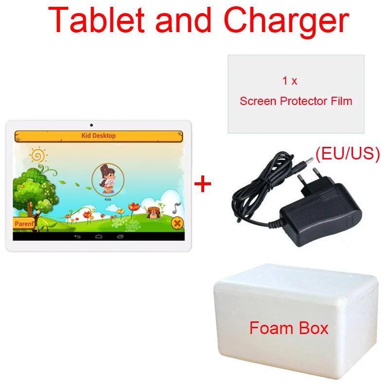 10 дюймов WeCool M102 Детские планшеты PC 4 ядра с 3g телефонных звонков 16 ГБ предварительно детские развивающие игры планшет для детей подарок - Комплект: Tablet n Charger