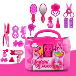 None Kids beauty игрушечная Парикмахерская косметичка с Фен расческа духи флакон для помады девочек ролевые игры игрушки набор