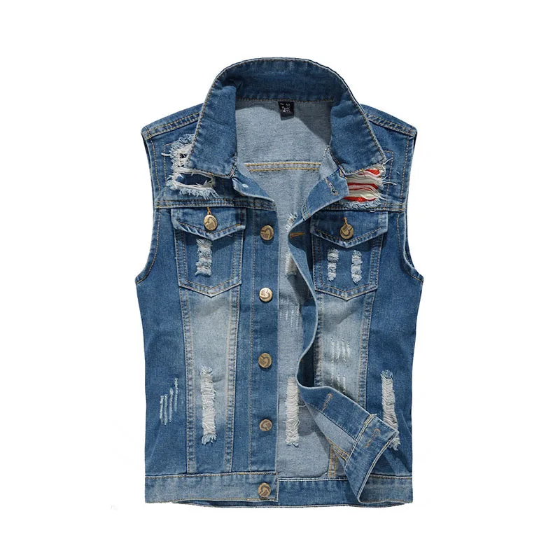 Buy New Men's Denim Vest Designer Fashion Blue Retro