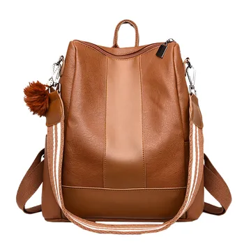 

New Fashion Casual PU Women Anti-theft Backpack 2019 Hight Quality Vintage Backpacks Female Larger Capacity Travel Bag/0.8