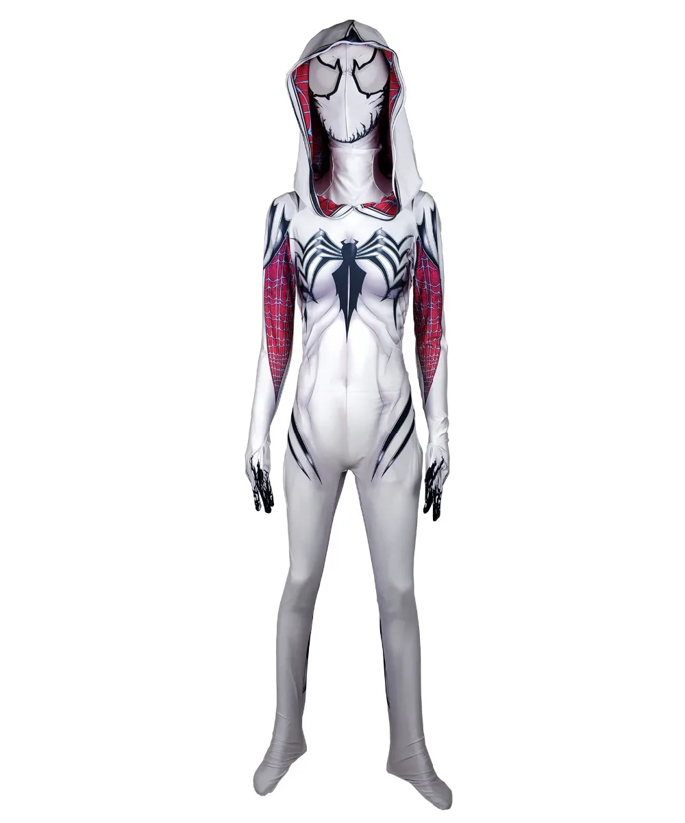 

High Quality Girls Venom Spider Gwen Stacy Cosplay Costume Spiderman Superhero Lycar Zentai Bodysuit Halloween Jumpsuit