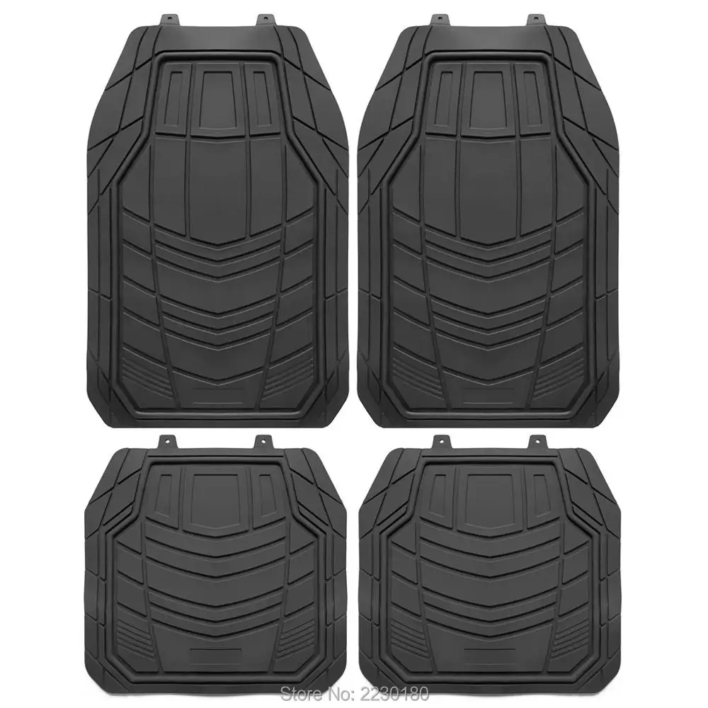 4pcs Rubber Floor Mats Full Set All Weather Trimmable Heavy Duty for