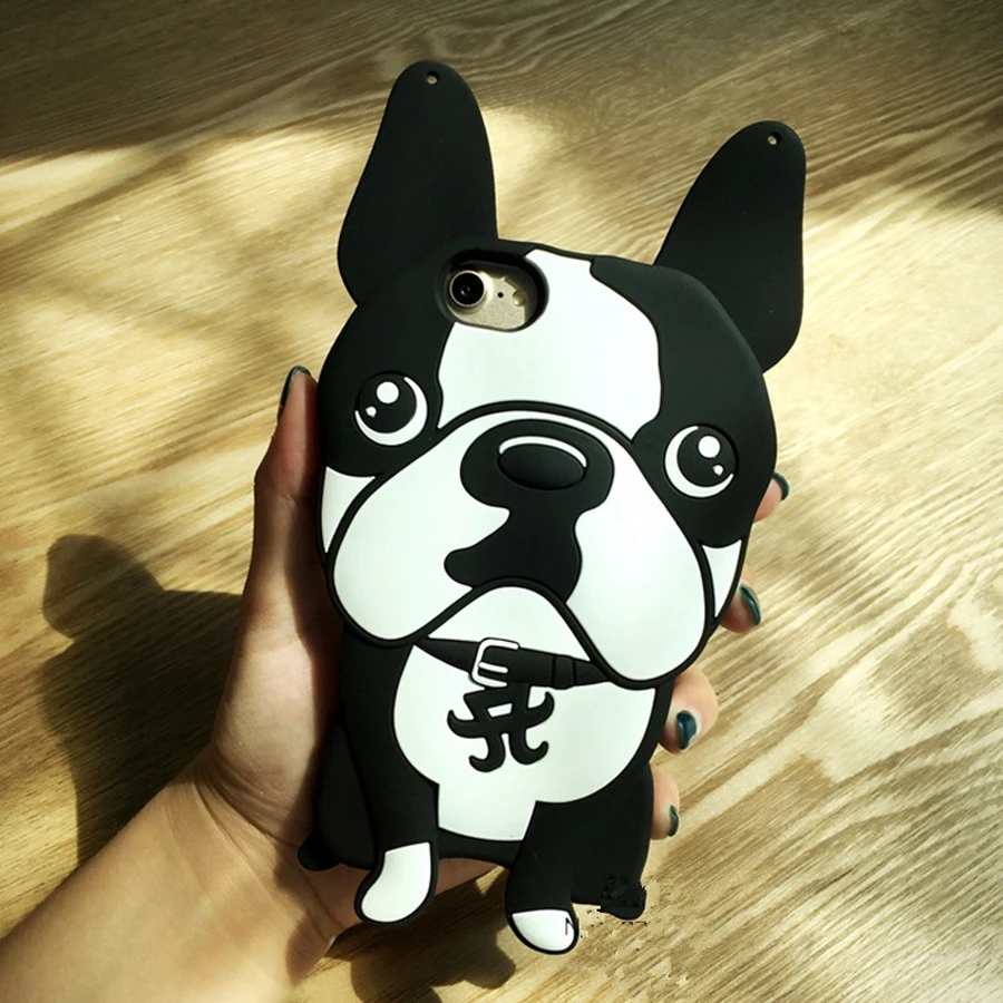 638 12 De Réduction3d Mignon Dessin Animé Bouledogue Chien Doux Silicone Caoutchouc Housse De Téléphone Peau Pour Iphone 7 8 6 6 S Plus Xs Max Xr