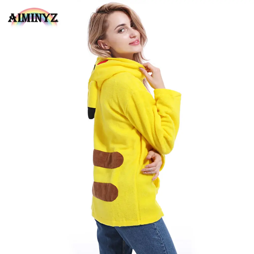 AIMINYZ Hotest Animal Pikachu фланелевая теплая одежда Унисекс Взрослые повседневные толстовки с героями мультфильмов куртка толстовка Косплей для женщин и мужчин