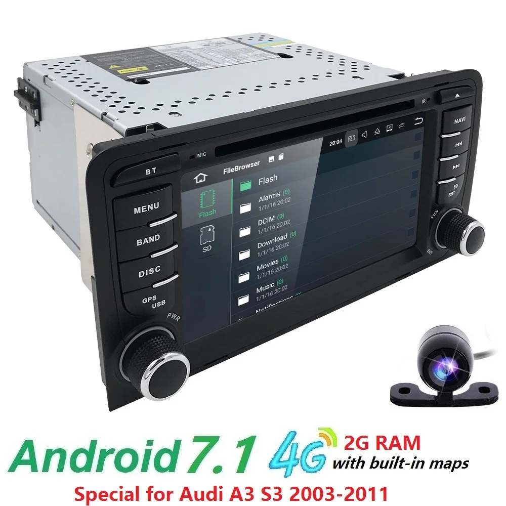 Best 7" Ouad 4 Core 2G RAM Android 7.1 Car DVD Radio Player for Audi A3/S3(2003-2013) stereo multimedia TPMS/OBD2/4G/DAB+/GPS/WIFI/BT 3