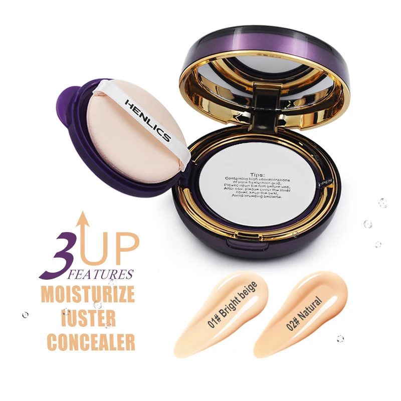 HENLICS Sunscreen Bouncing Cushion BB Cream Concealer Moisturizing Foundation Whitening Face Cosmetics 2 in 1 Makeup Cream Set (3)