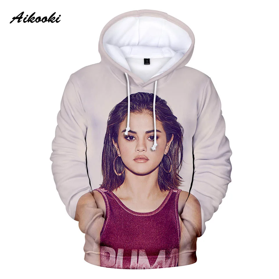 Aikooki 3D Selena Gomez толстовки для мужчин/женщин Толстовка Зимняя с капюшоном певица Selena Gomez модная одежда