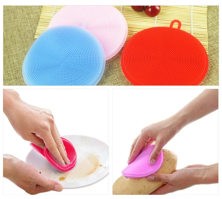 antibacterial colorful double side durable silicone dishwashing brush